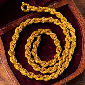 Estate 18k 750 Italian Solid Yellow Gold 7mm Rope Chain 20” Necklace!
